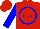 Silk - Red, blue circled 'c and a', blue sleeves