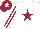 Silk - White, maroon star, maroon and white striped sleeves, maroon cap, white star