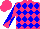 Silk - Hot pink, blue diamonds and diagonal quarters on sleeves