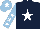 Silk - Dark blue, white star, light blue sleeves, white stars, light blue cap, white star