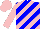 Silk - Blue and pink diagonal stripes, pink sleeves and cap