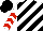 Silk - White, black diagonal stripes, red chevrons on sleeves, black cap