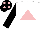 Silk - White, pink triangle, black sleeves, black cap, pink spots