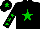 Silk - Black body, green-light star, black arms, green-light stars, black cap, green-light star
