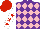 Silk - PURPLE and PINK diamonds, WHITE sleeves, RED stars, RED cap