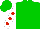 Silk - Green, white crown, red dots on white slvs