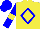 Silk - Yellow, blue diamond frame, yellow armlets on blue sleeves, blue cap