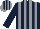 Silk - Dark blue & grey stripes, dark blue sleeves, striped cap