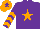 Silk - Purple, orange star, orange chevrons on sleeves, orange cap, purple star