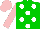 Silk - Green, white dots, pink sleeves, pink cap