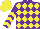 Silk - Purple, yellow diamonds, yellow chevrons on purple sleeves, yellow cap