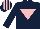 Silk - Dark blue, pink inverted triangle, striped cap