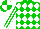 Silk - Green, White Diamonds, White Stripes On Sleeves, Green and white quartered Cap