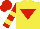 Silk - Yellow, red inverted triangle, yellow hoops on red sleeves, red cap