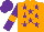 Silk - Orange, purple stars, purple sleeves, orange armlets and star on purple cap