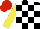 Silk - Black and white check, yellow sleeves, red cap