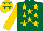 Silk - Dark green, gold stars, gold sleeves, gold cap with dark green stars