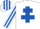 Silk - White, Royal Blue Cross of Lorraine, striped sleeves and cap