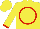 Silk - yellow, red  circle, red cuffs