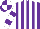 Silk - Purple, white stripes, purple bars on white sleeves, purple and white quartered cap