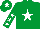 Silk - Emerald green, white star, emerald green sleeves, white stars, emerald green cap, white star