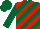 Silk - Dark green, red diagonal stripes