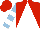 Silk - Red & white triangular thirds, white bars on light blue sleeves, red cap