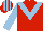 Silk - Red body, light blue chevron, light blue arms, red cap, light blue striped cap