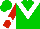 Silk - Green, white V, red sleeves with white chevron