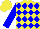 Silk - Yellow with blue diamonds and blue sleeves, yellow cap
