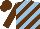 Silk - Light blue and brown diagonal stripes, brown sleeves, brown cap