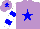 Silk - Mauve, blue star, white and blue hooped sleeves, mauve cap, blue star