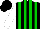Silk - Black, green stripes, white sleeves, black cap