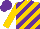 Silk - Gold and purple diagonal stripes, gold sleeves, purple cap