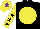 Silk - Black, yellow disc, yellow sleeves, black stars, yellow cap, purple star