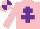 Silk - Pink, purple cross of lorraine, quartered cap