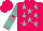 Silk - Fuchsia pink, turquoise stars, two turquoise hoops on sleeves, fuchsia star