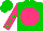 Silk - Green, hot pink disc, green stars on hot pink sleeves, green cap