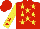 Silk - red, yellow stars, red stars on yellow sleeves, yellow star on red cap