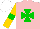 Silk - Pink, green maltese cross, gold sleeves, green armlets, white cap