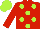 Silk - Red, lime green spots, red sleeves, lime green cap