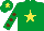 Silk - EMERALD GREEN, YELLOW Star, yellow star on cap, BROWN spots on sleeves