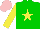 Silk - green, yellow star and sleeves, pink cap