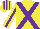 Silk - Yellow, purple cross belts, purple stripe on yellow sleeves, yellow & purple striped cap