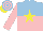 Silk - Light blue and pink halved horizontally, yellow star, pink sleeves, light blue and pink hooped cap, yellow peak
