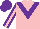 Silk - Pink, purple v, pink stripe on purple sleeves and stars on purple cap