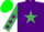 Silk - PURPLE, emerald green star, emerald green sleeves, purple stars, em. green cap