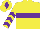 Silk - Yellow, purple hoop, chevrons on sleeves, yellow cap, purple diamond