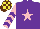 Silk - PURPLE, PINK star, PINK and PURPLE chevrons on sleeves, BROWN and YELLOW check cap