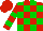 Silk - Red and green blocks, red sleeves, two green hoops, red cap
